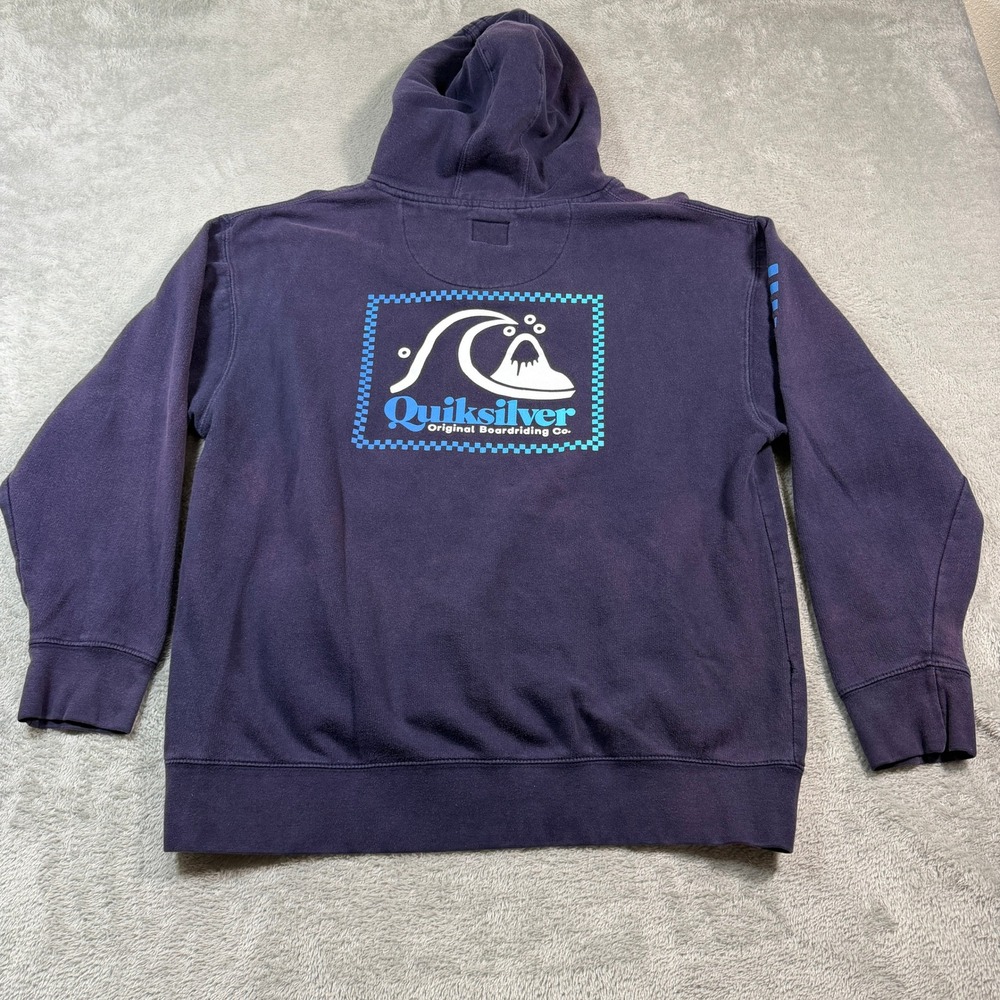 Vintage Quiksilver Hoodie‎ Mens Large Purple Pullover Y2K Skater Grunge Beach